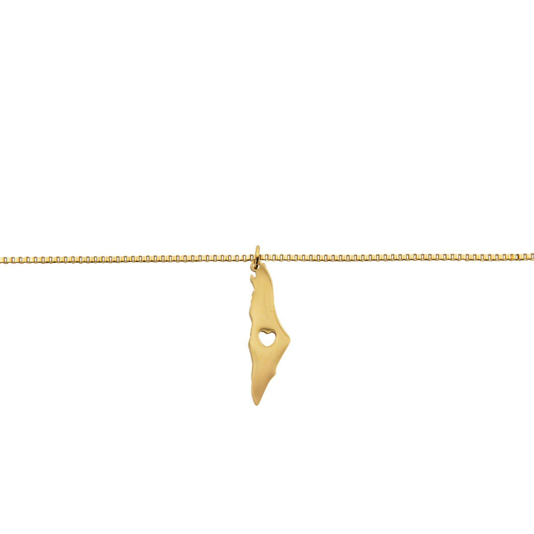 Palestine Map Stainless Steel Necklace with heart cut-out