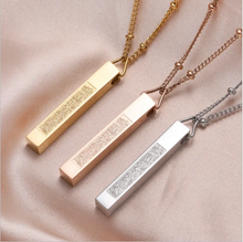 Load image into Gallery viewer, Divine Ayatul Kursi 3D Bar Pendant Necklace
